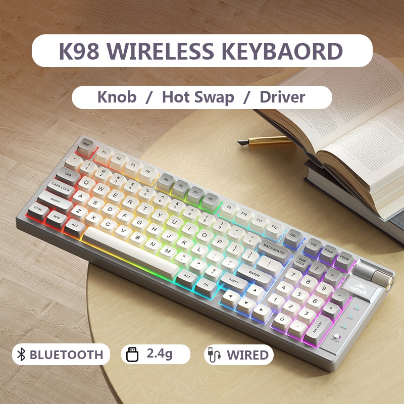 Gift】Meta K98 Wireless Mechanical Keyboard Hot Swappable with