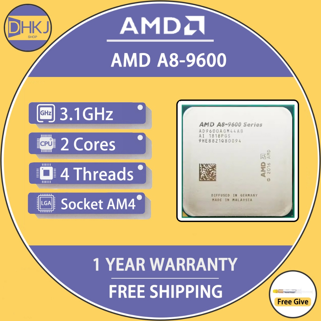 AMD A8-Series A8-9600 A8 9600 3.1 GHz 65W Quad-Core CPU Processor ...