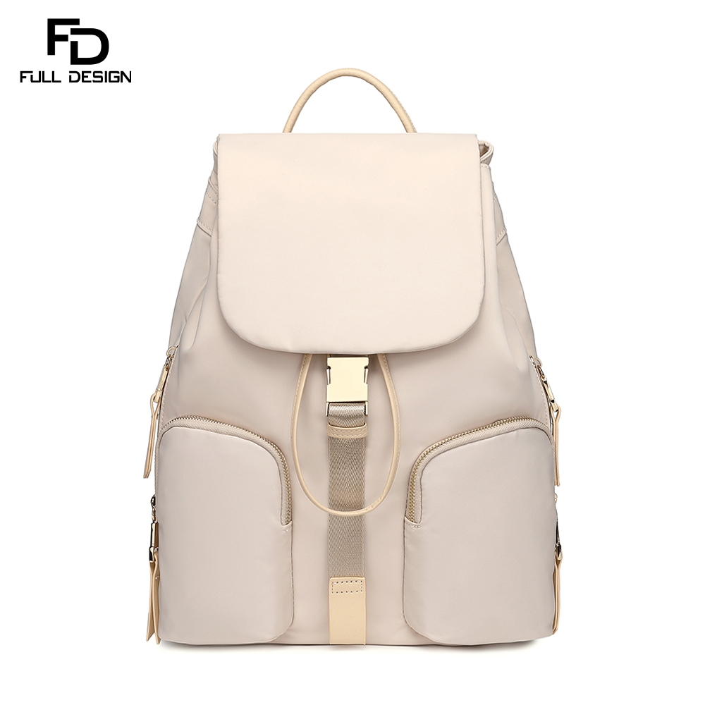 FULL DESIGN Nylon Waterproof Laptop Backpack For Women 14 Inch Large  Drawstring College School Bag Work Laptop Bag - Main Image