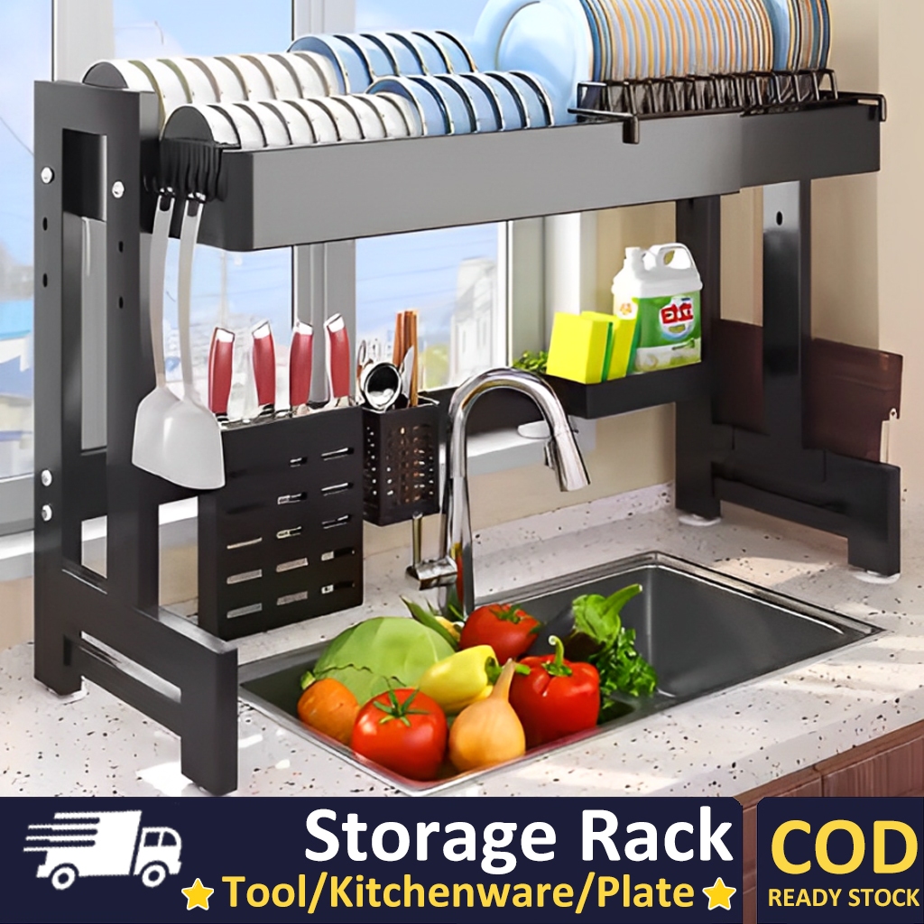 Kitchen Storage Rack Dish Drainer Rack Multi-functional Sink Storage ...