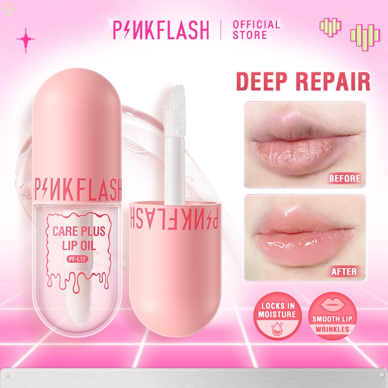 PINKFLASH Lip Oil Natural ingredients Moisturize Lip Balm Lip Gloss  Repair Nourish Reduce Wrinkles Waterproof Multi-uses Pure Natural Care Plus