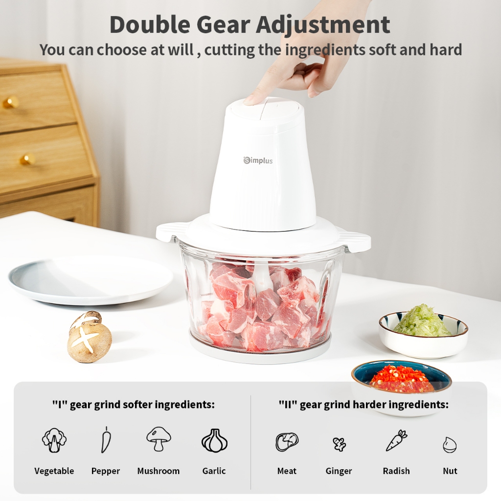 Simplus Electric Meat Grinder 2L Multifunctional Food Processor Blender ...