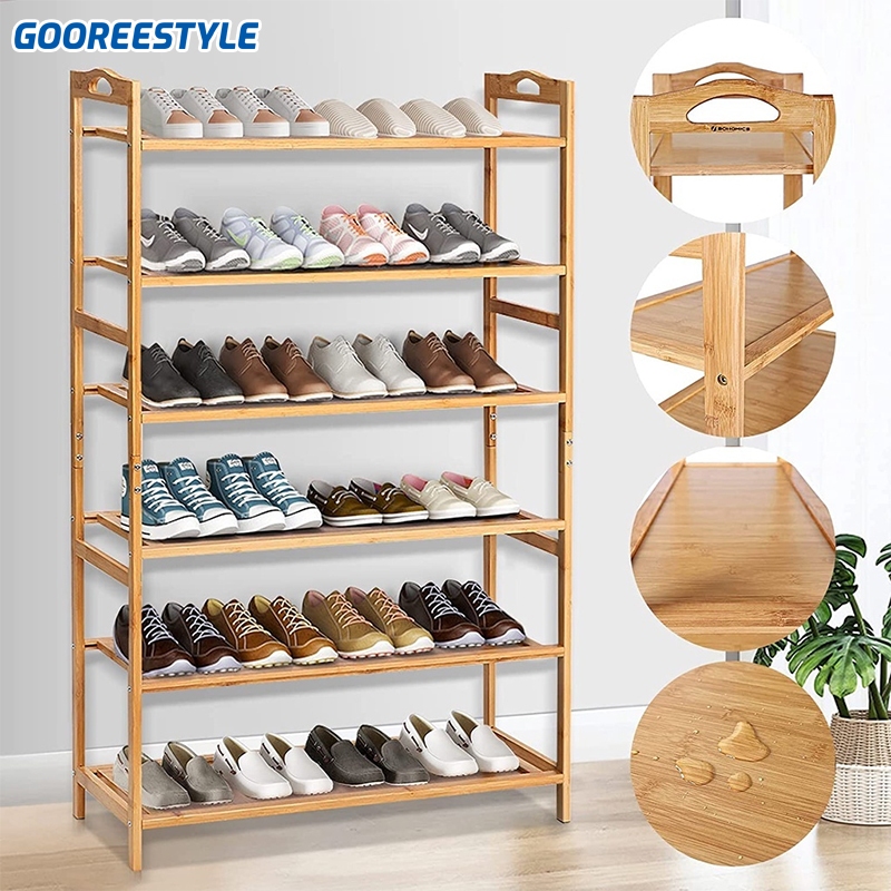 gooreestyle 3/4/5/6 Layer Shoe Rack wooden organizer Tier bamboo ...