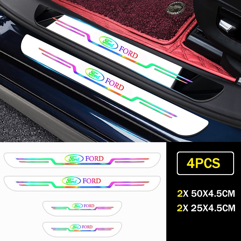 4 Stuks Automotive Koolstofvezel Instaplijsten Strips voor Fusion Edge ST Fiesta ECOSPORT KUGA, welkom Pedaal Guard Kick Platen Sticker Drempel Cover Auto Decoratieve,7