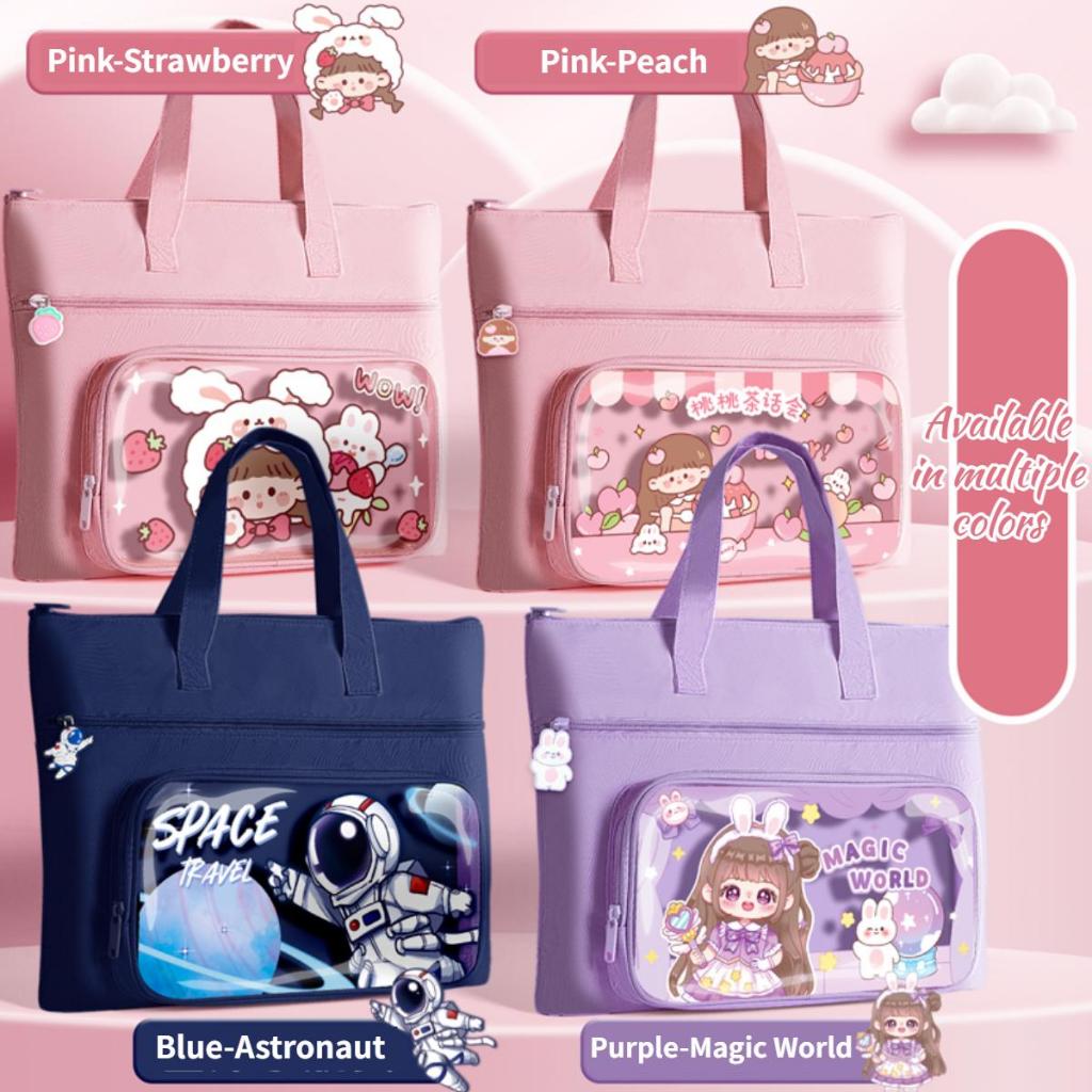 Student Tutoring Bag for Kids Cartoon Double Layer Oxford Tote Bag with ...