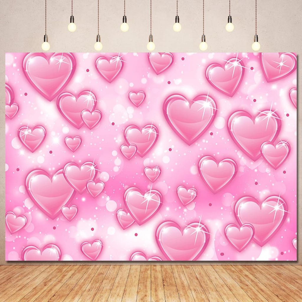 Pink Heart Backdrop for Early 2000s Valentines Day Photoshoot,90s ...