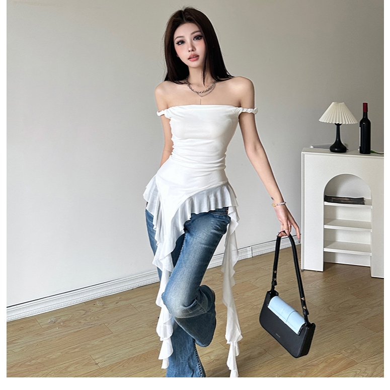 Klalien 2024 New Women's Vintage Solid Color One Shoulder Tank Top with ...