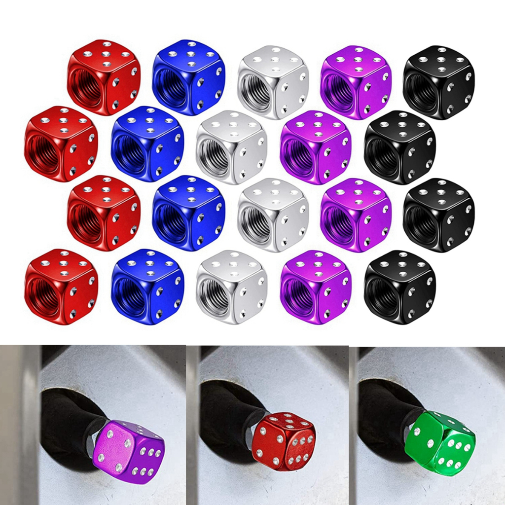 2/4 Pieces Aluminum Dice Valve Aluminum Dice Style Valve Stem Caps Car