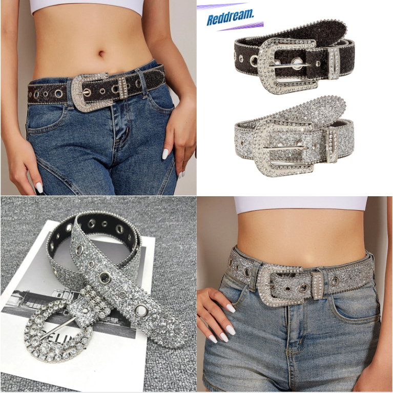 REDD Shinning Rhinestone Belts Women PU Leather Western Y2K Girls Belt for Jeans Men Shopee Philippines