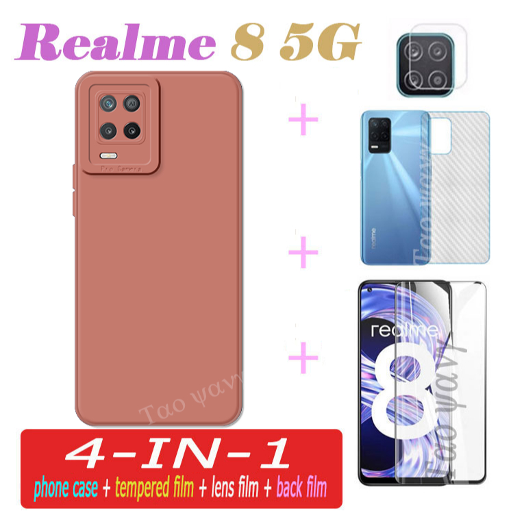 (4IN1) 4in1 Realme 5g Case Realme 10 4G Case realme pro realme 8i Case  C12 C25/C25S c21y c25y Phone Case+tempered film lens film+back film