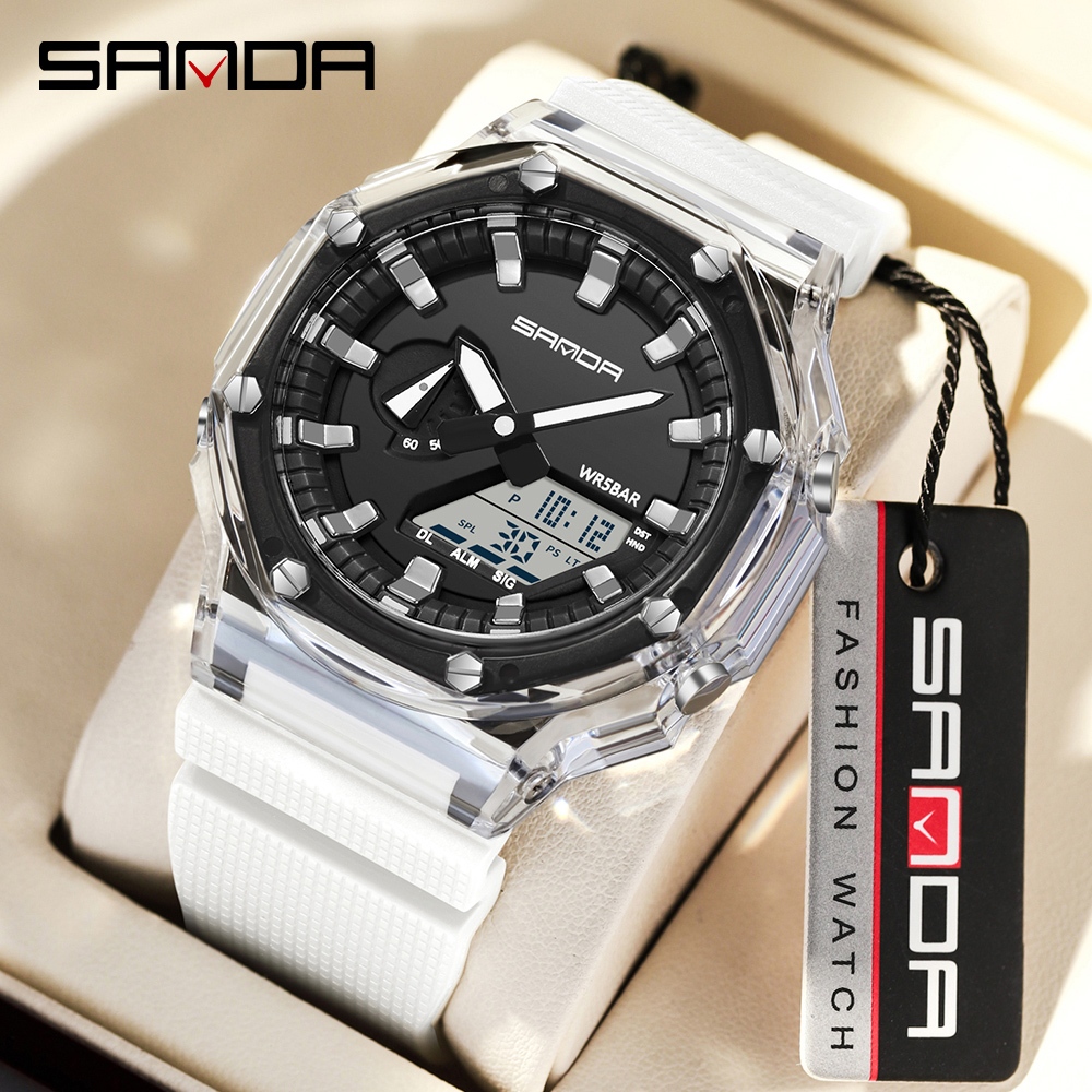 Sanda 3341 New Transparent Electronic Watch, Multi functional and ...