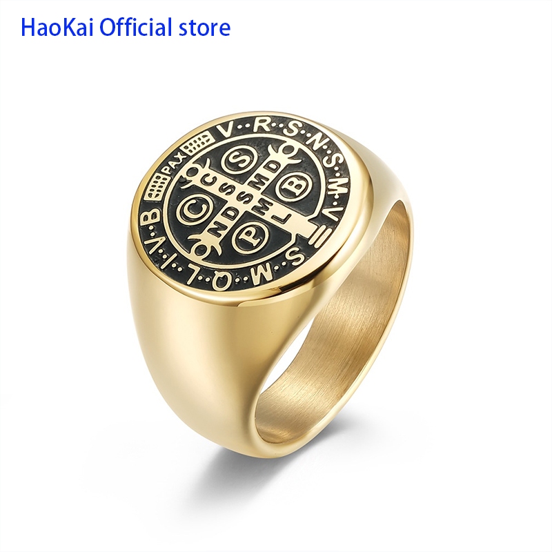 Simple and Fashionable Exorcist Cross Titanium Steel Ring | Shopee ...