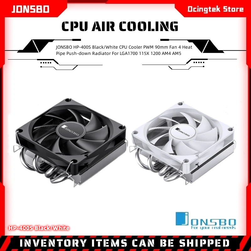 JONSBO HP-400S Black/White CPU Cooler PWM 90mm Fan 4 Heat Pipe Push ...