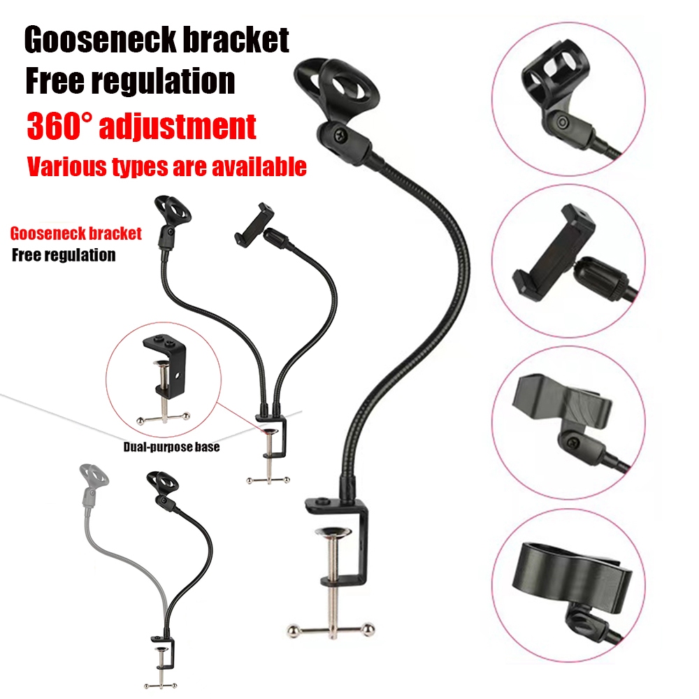 Microphone Holder for Universal Mic Stand, Sturdy Flexible Gooseneck