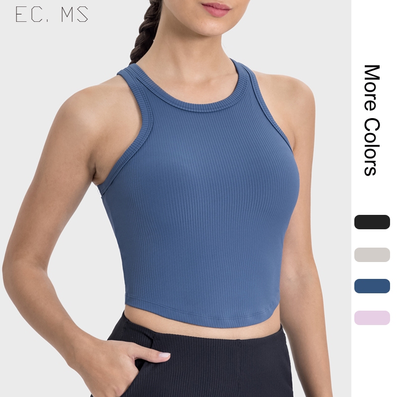Women Sport Bra High Round Collar Racerback High Impact Proof Creora ...