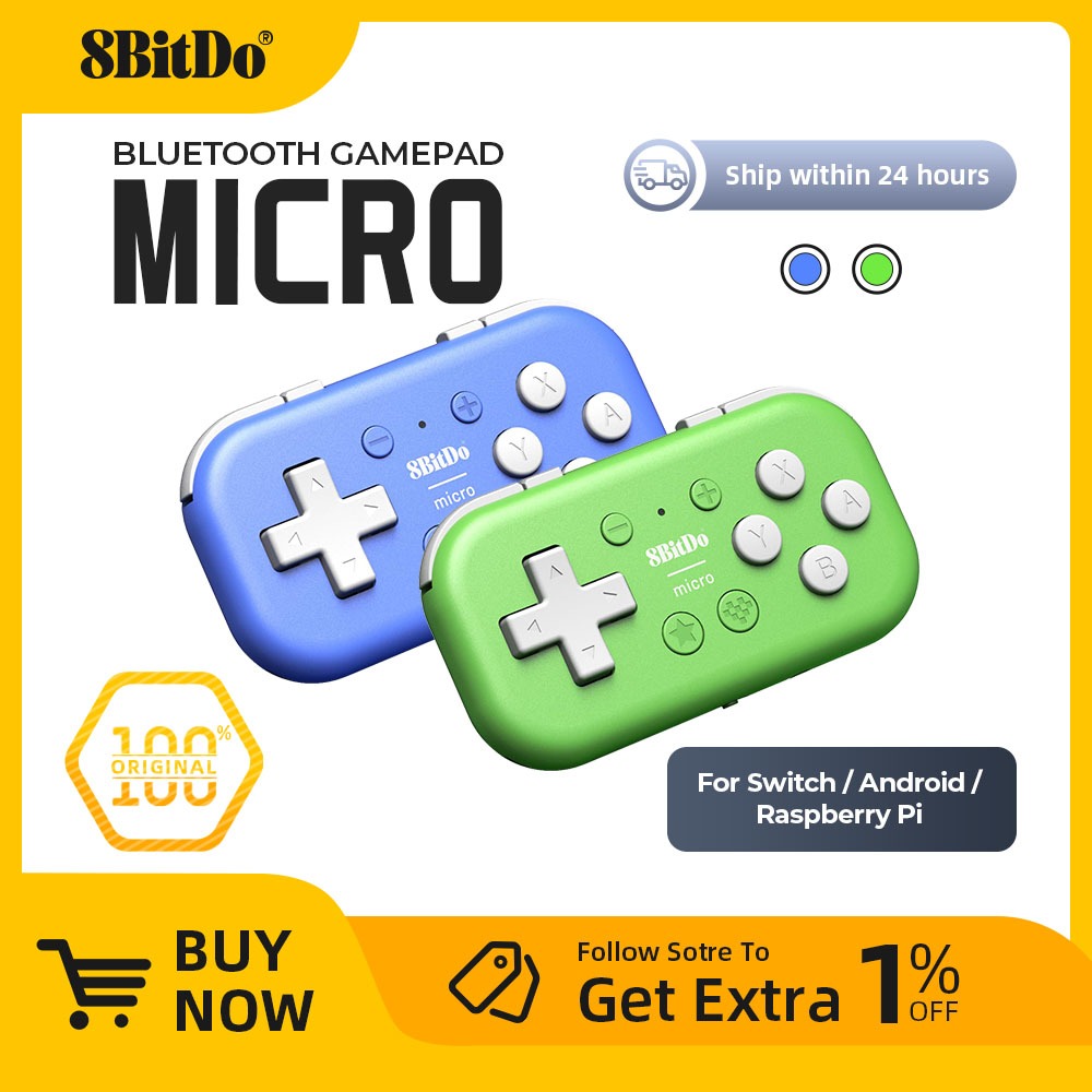 8BitDo Micro Bluetooth Controller Pocket-sized Mini gamepad for Switch ...