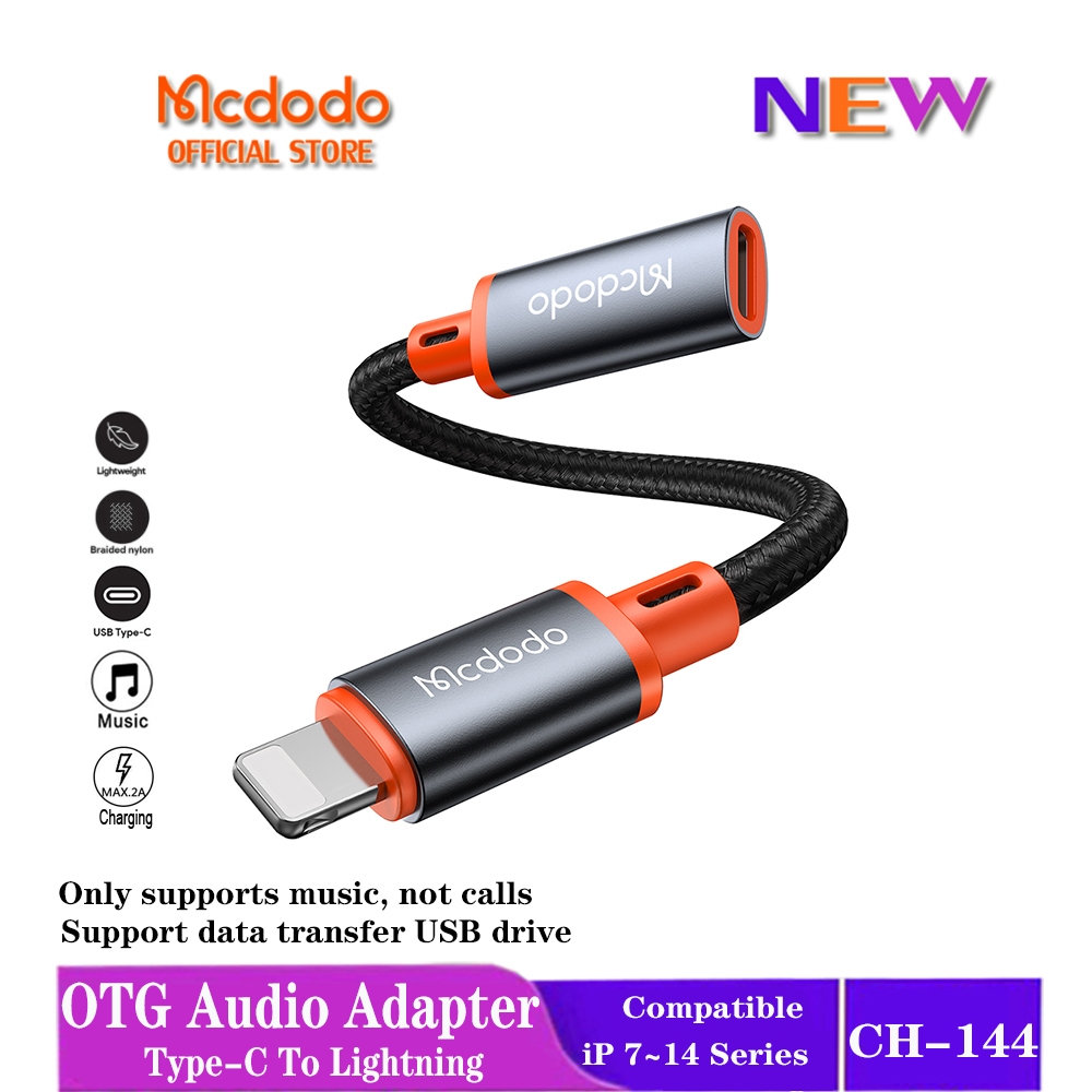 Mcdodo OTG USB flash drive Type C To Lightning Audio Adapter Supports Type  C Earphone Music CA-144
