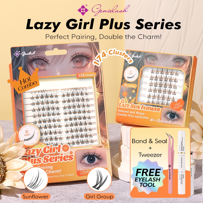 [126 PCS]GENIELASH SunFlower D Curl Lashes with Glue 8-12mm Big Box ...