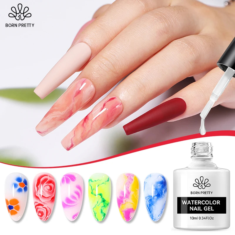 Born Pretty Clear Watercolor Nail Gel Gradient Effect Polish Soak Off ...