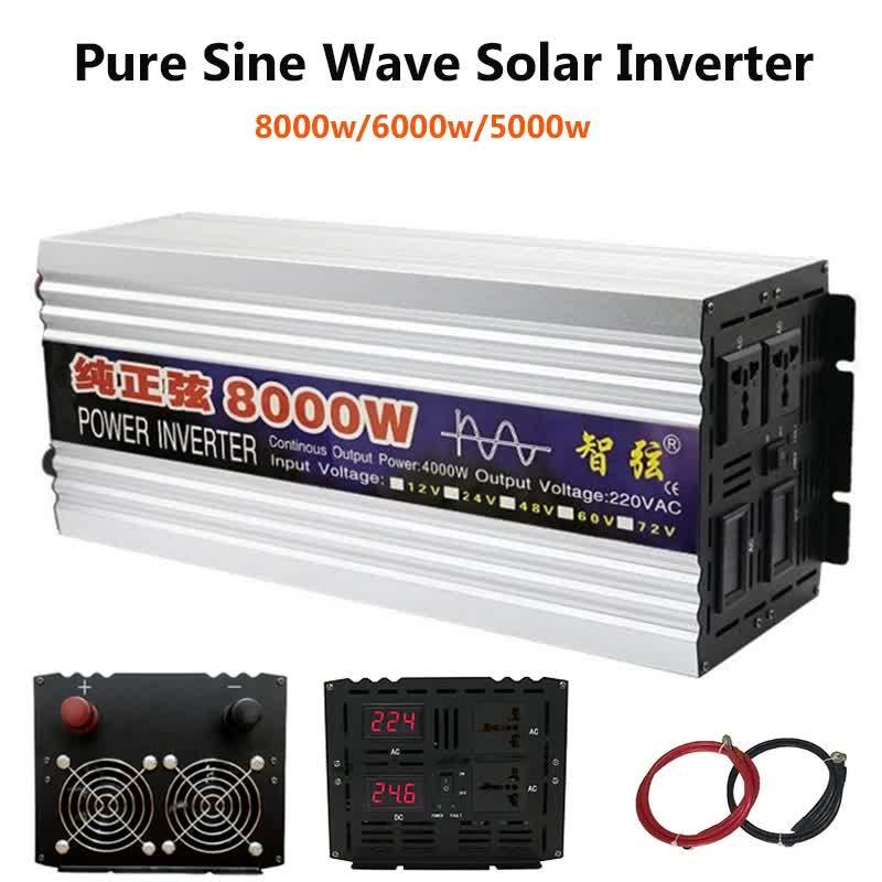 8000W 6000W 5000W Pure Sine Wave Inverter DC 12V 24V To AC 220V Voltage ...