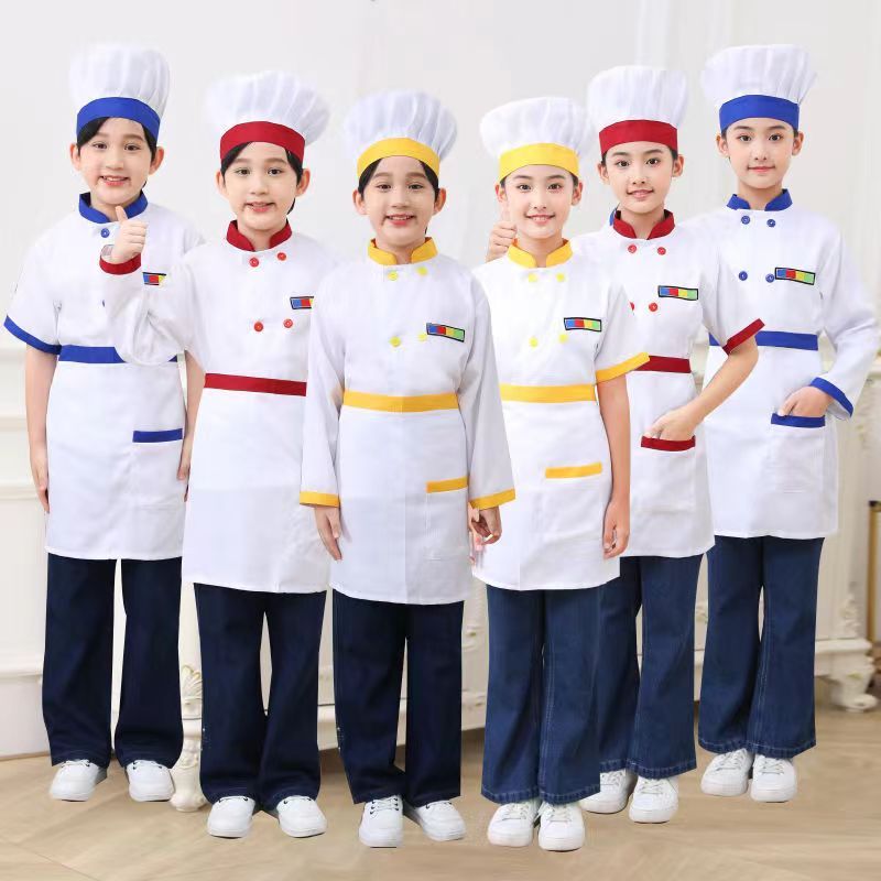 Kids Chef Cosplay Costume Child Cooking Uniform set Hat+Jacket+Apron ...