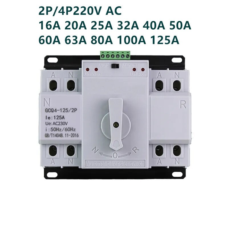 Ats 2P Dual Power Automatic Transfer Switch Circuit Breaker MCB 2P/220V ...