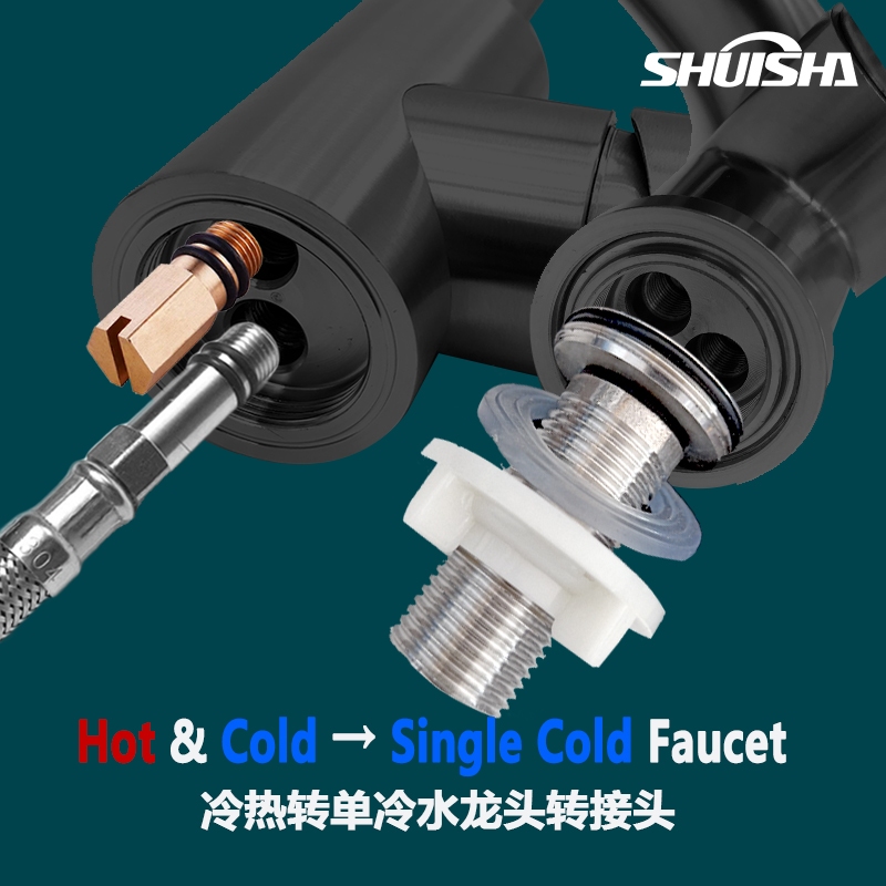 SHUISHA Hot and Cold Faucet Change to Single Cold Convertor Adapter ...