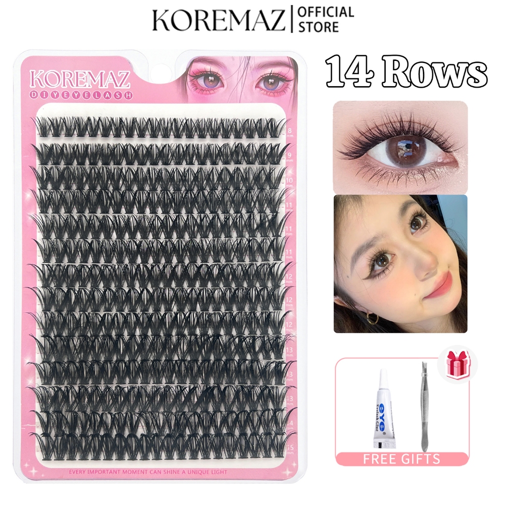 KOREMAZ Upgrade 10 rows to 14 rows(280 PCS) DIY Eyelash Extension 30D ...