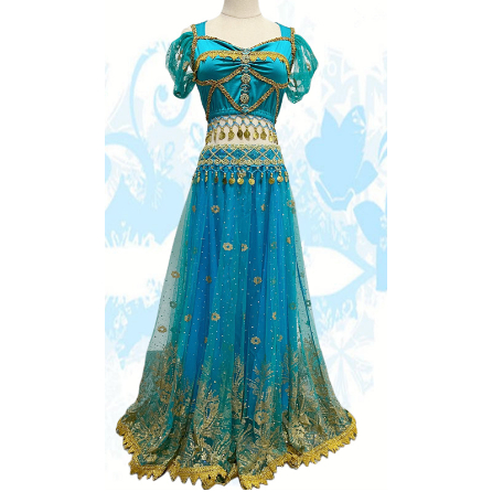 princess polly baby blue dress The Movie Aladdin Princess Jasmine Aladdin Blue Dress Cosplay Halloween  Outfit main image 0