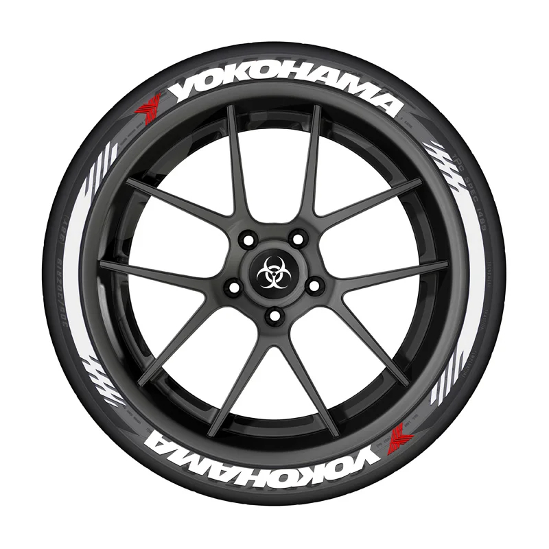 1 Set YOKOHAMA ADVAN 3D Logo Tire Letter Stickers Car Wheels Rubber ...