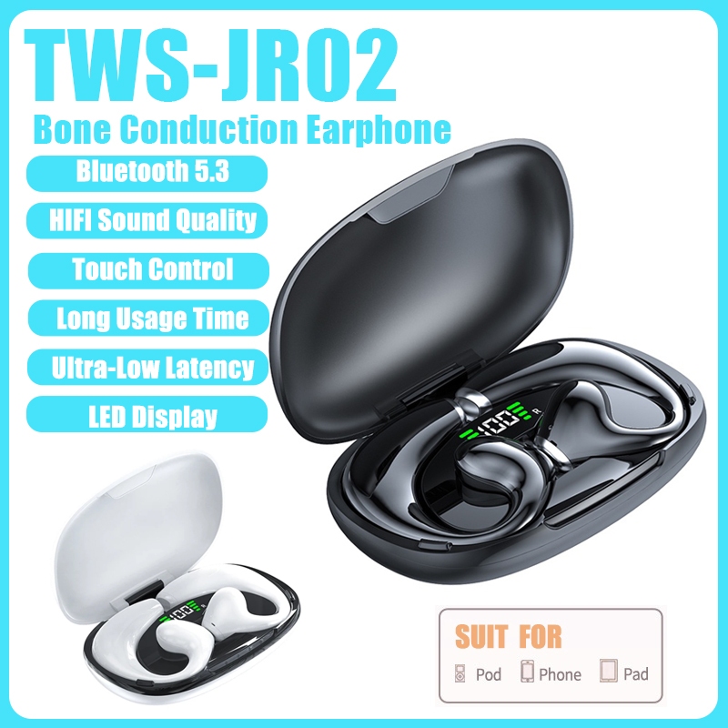 【Fast Delivery】TWS JR02 Wireless Bluetooth Earphone Ear Clip Bone  Conduction Earbuds Ear Hook Sports Headphones with Mic Headsets