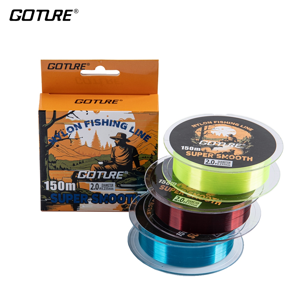 GOTURE SUPER SMOOTH 150m Monofilament Nylon Fishing Line High Tenacity ...