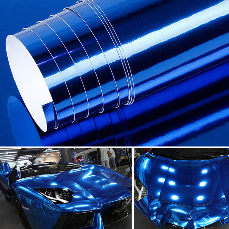 Blue 30cm X150cm Chrome Mirror Wrap Vinyl Covering Film Sticker Decal ...
