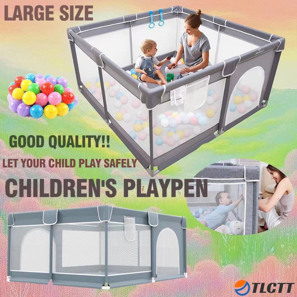 Big size Playpen grey Baby Frame Safety Playpen Big Play Fence Bed Fence  With Stainless Steel