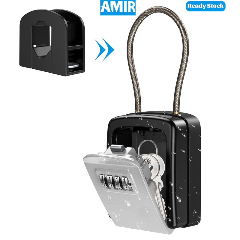AMIR Key Lock Box for Keys with Removable Chain, Resettable Code Key ...