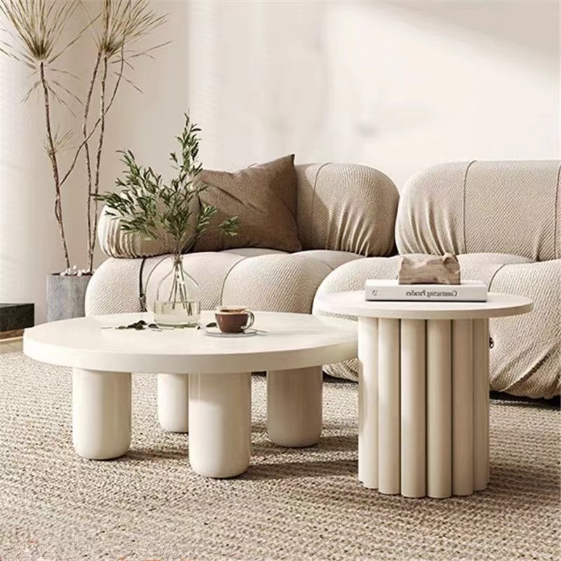 French Influencer Cream Cloud Round Coffee Table Combination Simple ...
