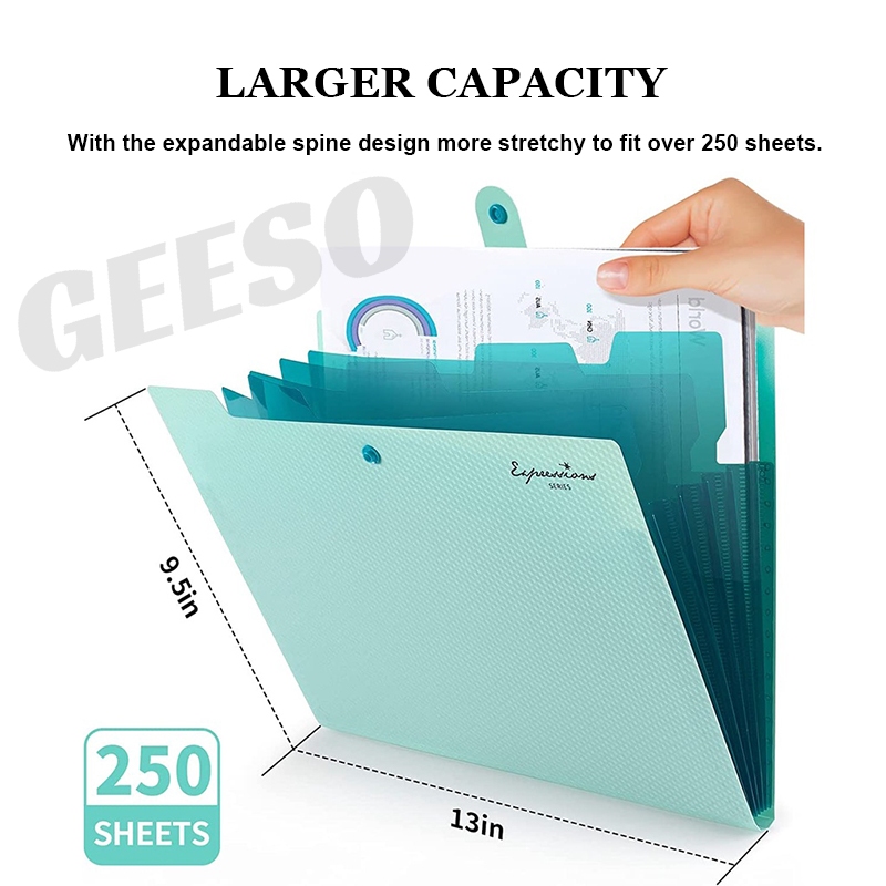 GEESO 5 Pocket Folder With Labels Letter Size Expanding File Folder ...