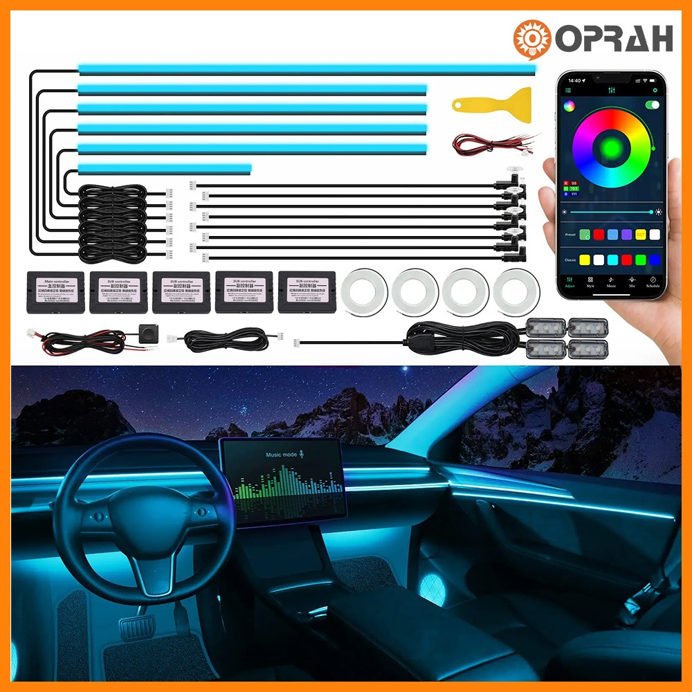 Oprah 22 in 1 Car Ambient Light RGB Indoor Acrylic Optical Light Guide ...