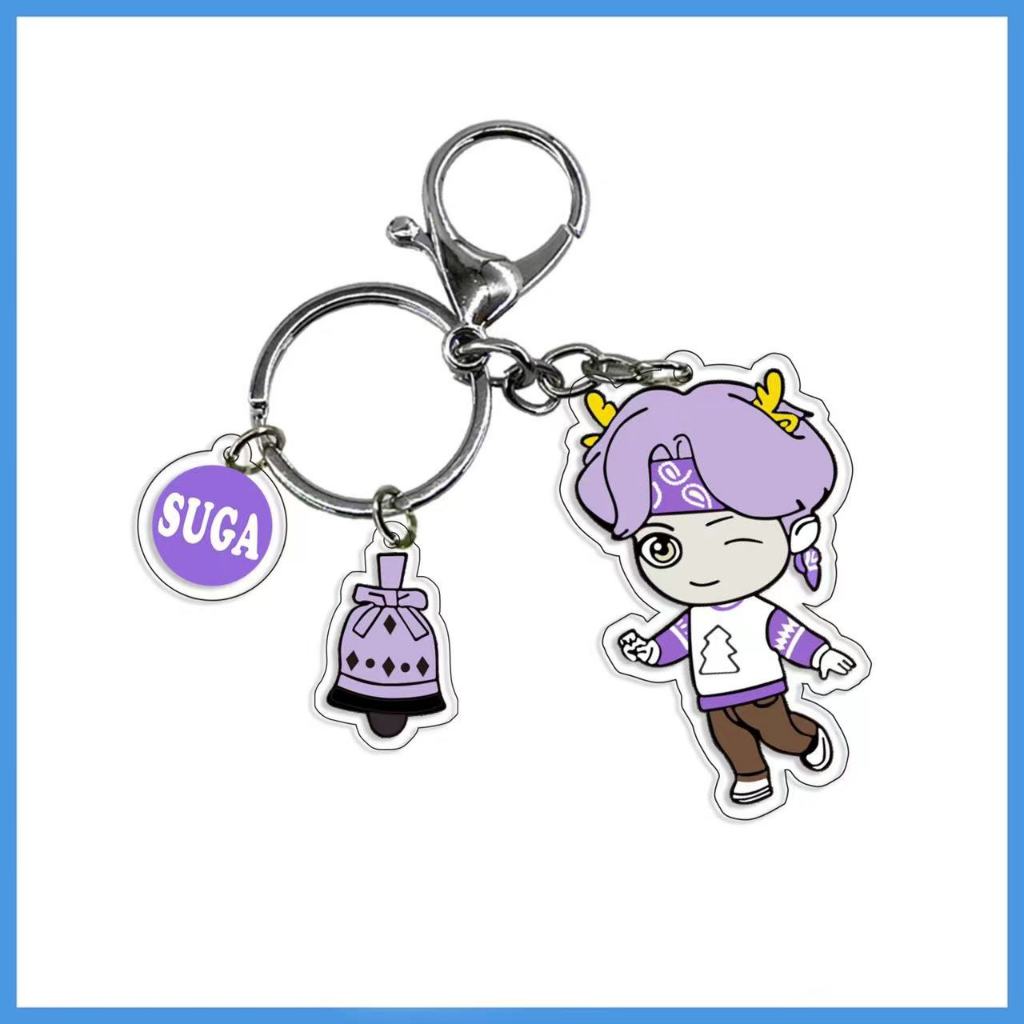QVersion BTS Bangtan Boys New Album BE Same Cartoon Image Keychain Key Ring  Key Pendant