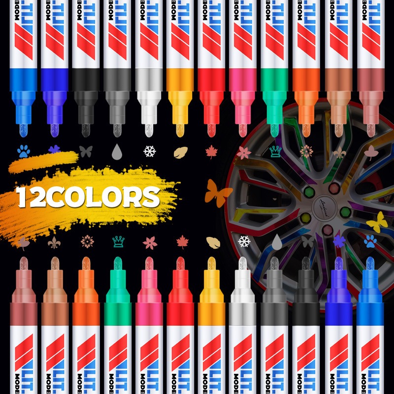 12 Pack Color Paint Pen, Oil Based Paint Marker, Medium Tip