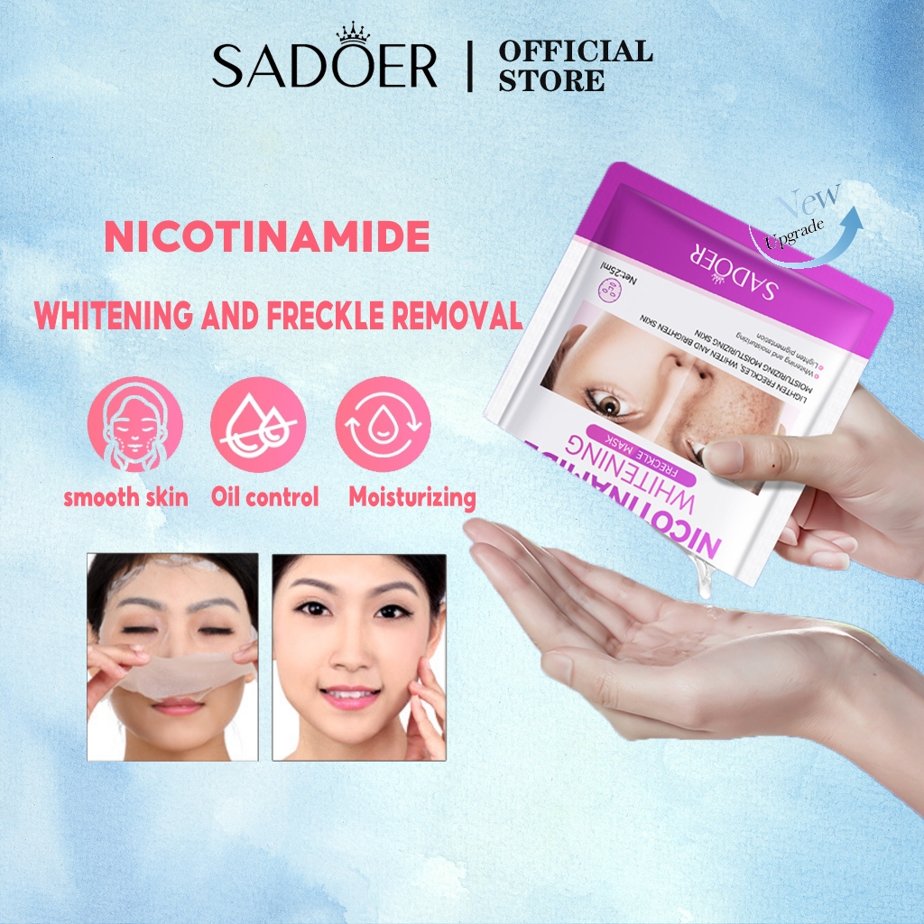 SADOER Niacinamide Whitening Freckles Removal Face Mask Natural Essence ...
