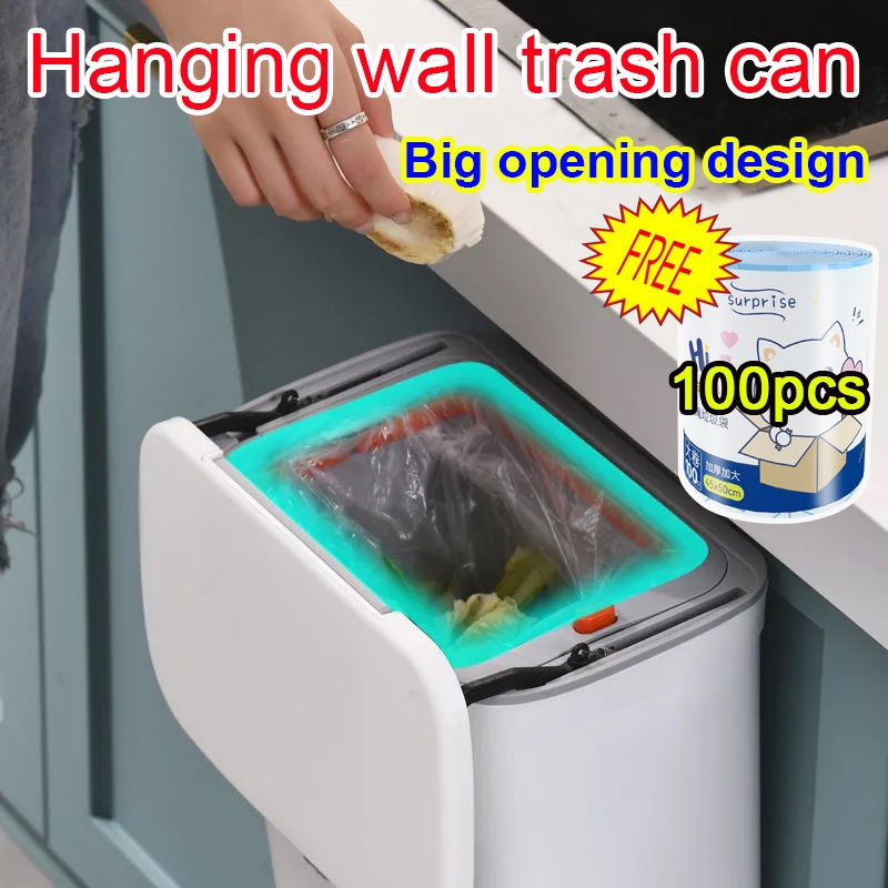 YOUYOU（Gift 100 garbage bags over 199p） Wall-mounted Trash Can with ...