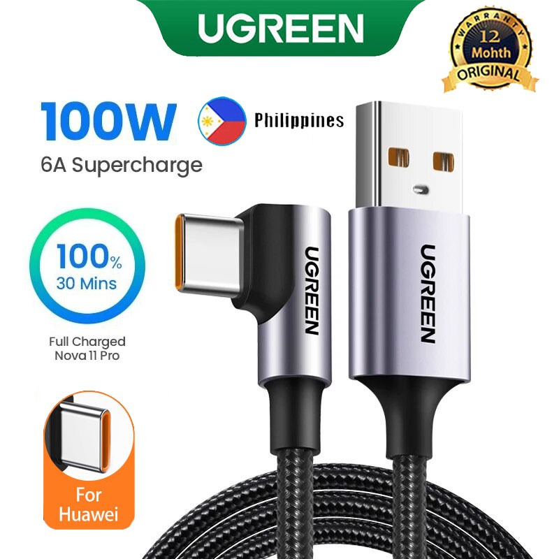 UGREEN USB Cable 100W 6A Usb C Gaming Cable Super Charge Usb C 27W Fast