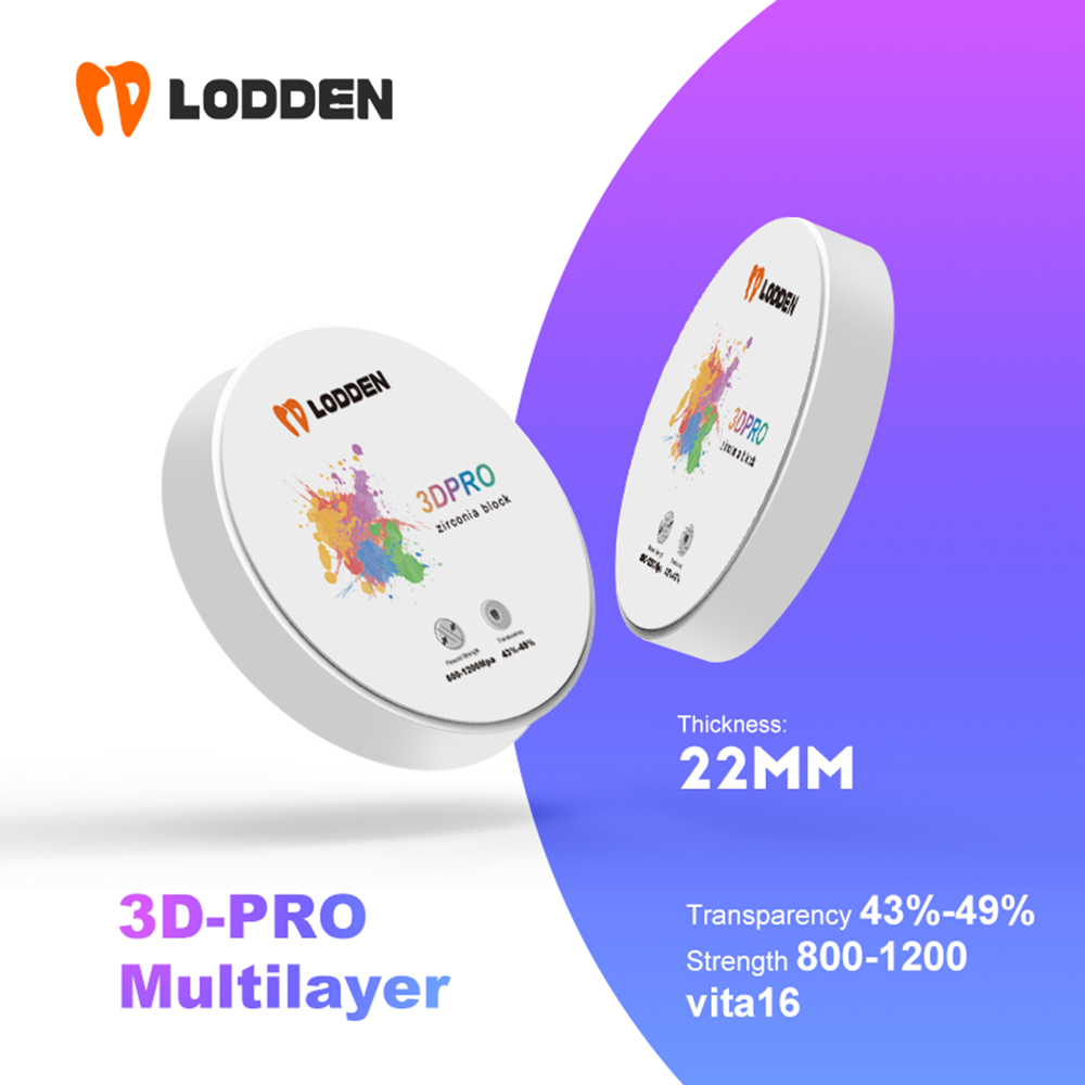 LODDEN 3D Pro Multilayer 98x22mm Zirconia Blocks Dental Lab Material ...