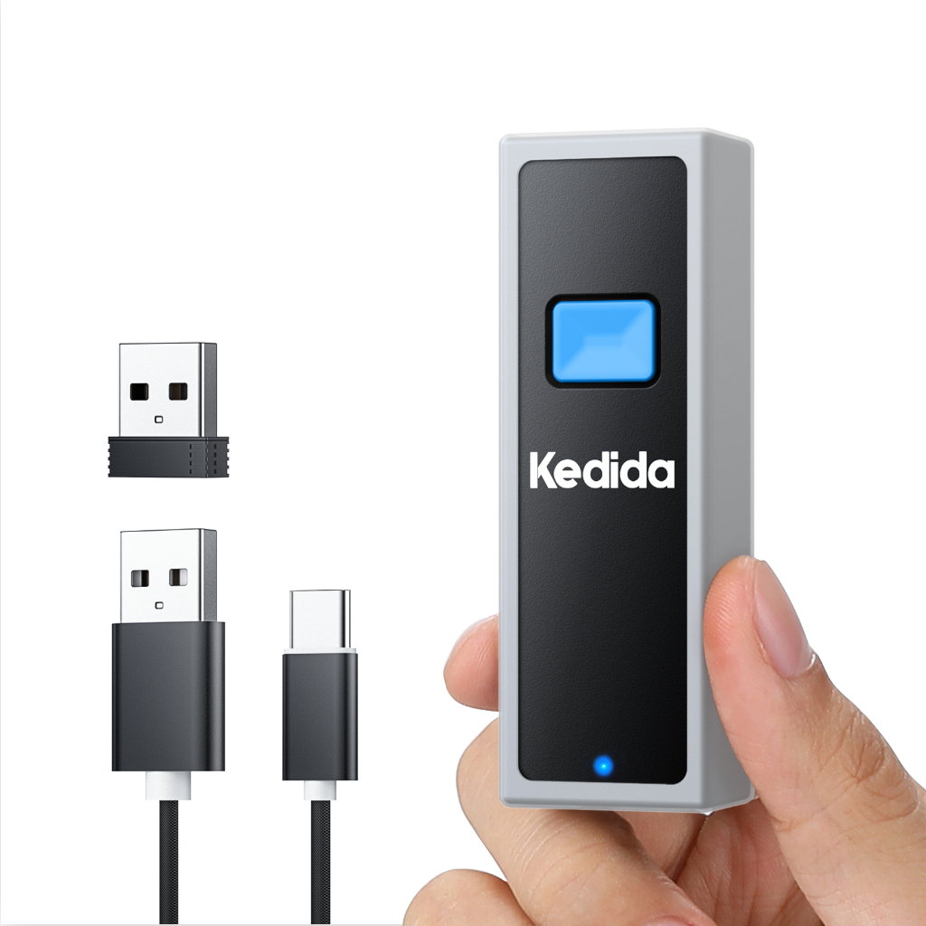 Kedida 2.4G Wireless 1D 2D Barcode Scanner 3in1 Via Bluetooth Mini QR