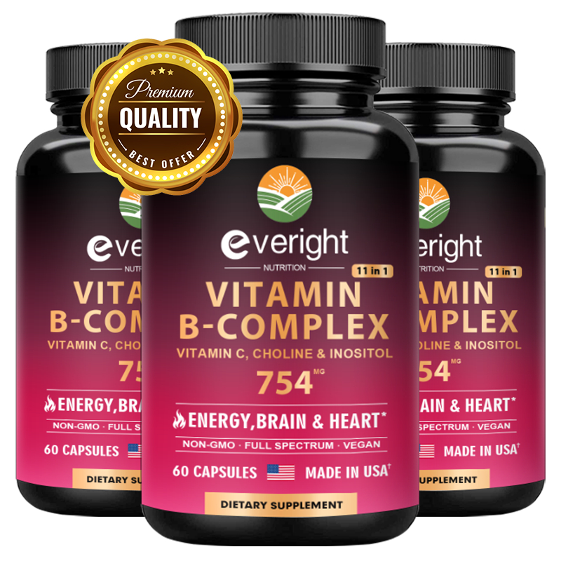 Vitamin B Complex Capsules For Brain Heart Nervous Immune System B1 B2