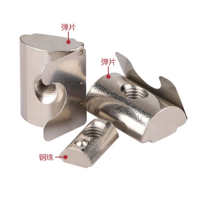 VGOL 50PCS T-Slot Nut With Spring Sheet For European Standard 3030 Series Aluminum Profiles M8 Internal Thread 8mm Groove Depth Carbon Steel