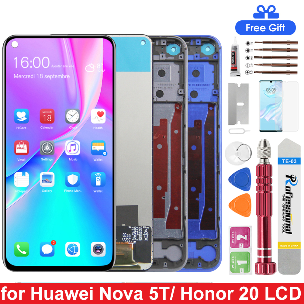 Écran LCD Avec Châssis Pour Huawei Nova 5T (modèle YAL-L21) - Neuf, Couleur Noire