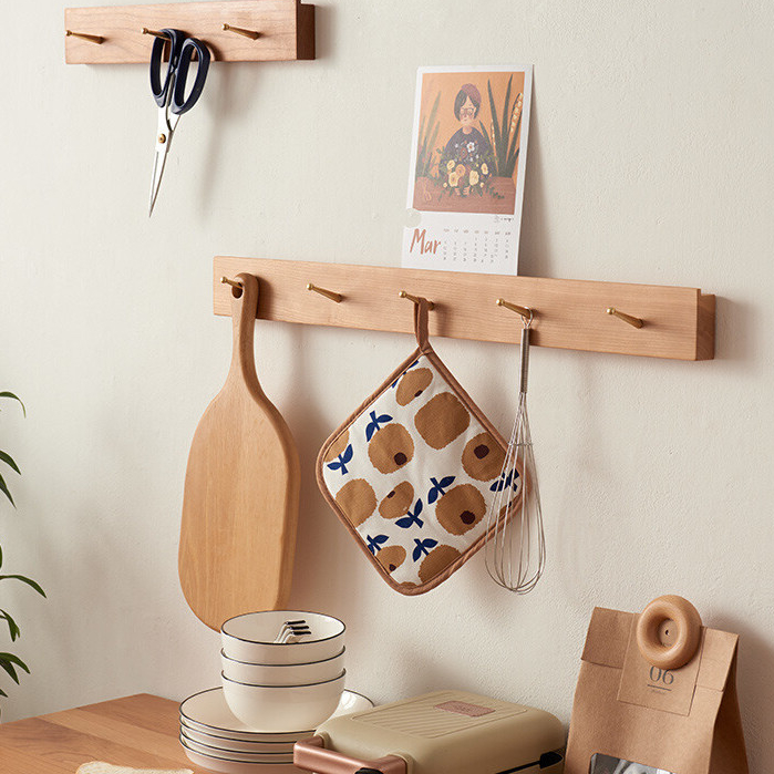 Hook Entrance Coat Rack Wall Hanging Solid Wood Hook Black Walnut Wall ...