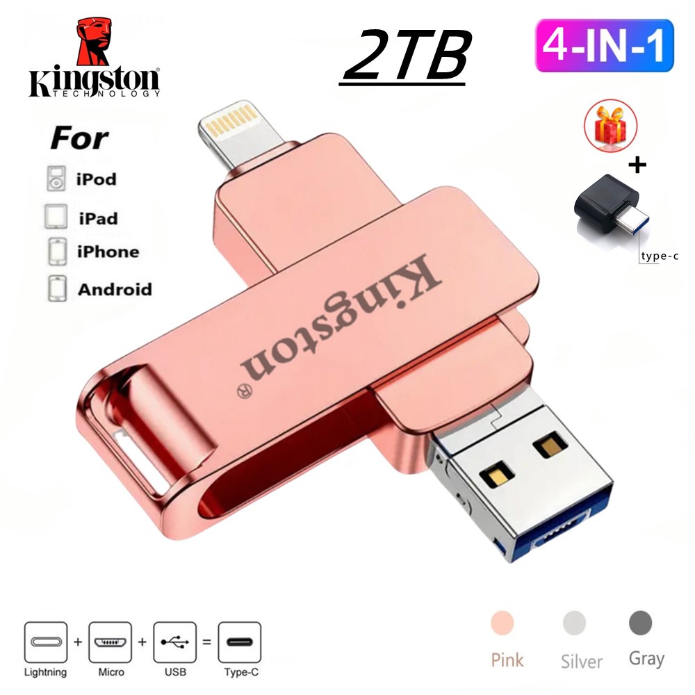 2TB USB 3.0 4-in-1 Flash Drive – Memory Stick For IPhone, Android, IPad, Type-C